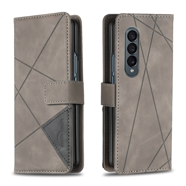 BF05 Custodia per telefono in pelle con struttura a rombo con fibbia magnetica, For Samsung Galaxy Z Fold4