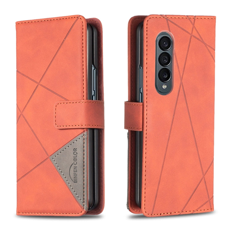 BF05 Custodia per telefono in pelle con struttura a rombo con fibbia magnetica, For Samsung Galaxy Z Fold4