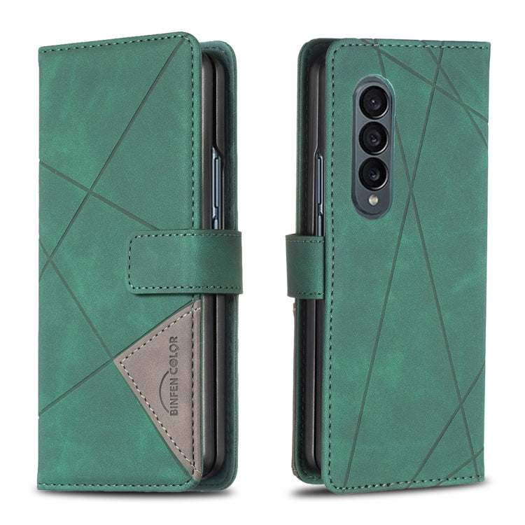 BF05 Custodia per telefono in pelle con struttura a rombo con fibbia magnetica, For Samsung Galaxy Z Fold4