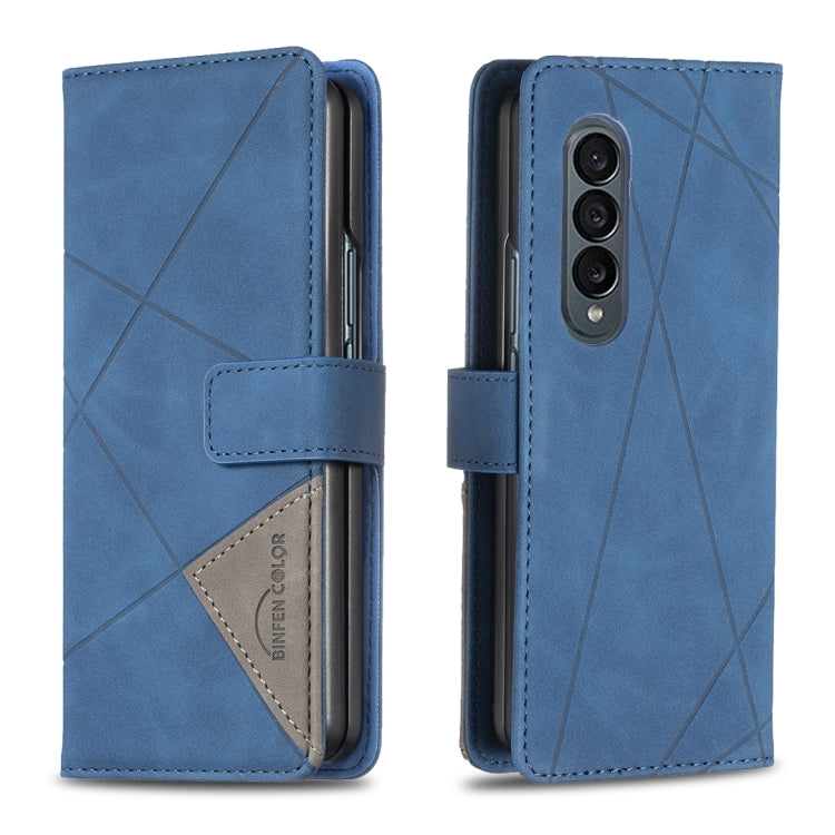 BF05 Custodia per telefono in pelle con struttura a rombo con fibbia magnetica, For Samsung Galaxy Z Fold4