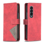 BF05 Custodia per telefono in pelle con struttura a rombo con fibbia magnetica, For Samsung Galaxy Z Fold4