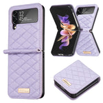 Elegante custodia per telefono in pelle con trama rombica, For Samsung Galaxy Z Flip4, For Samsung Galaxy Z Flip5