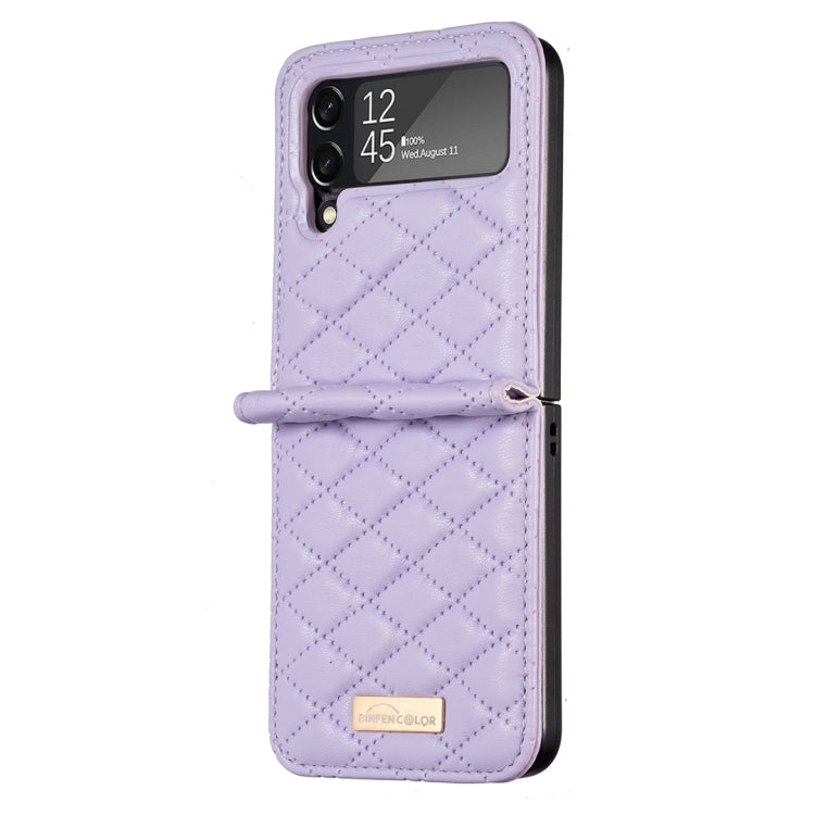 Elegante custodia per telefono in pelle con trama rombica, For Samsung Galaxy Z Flip4, For Samsung Galaxy Z Flip5