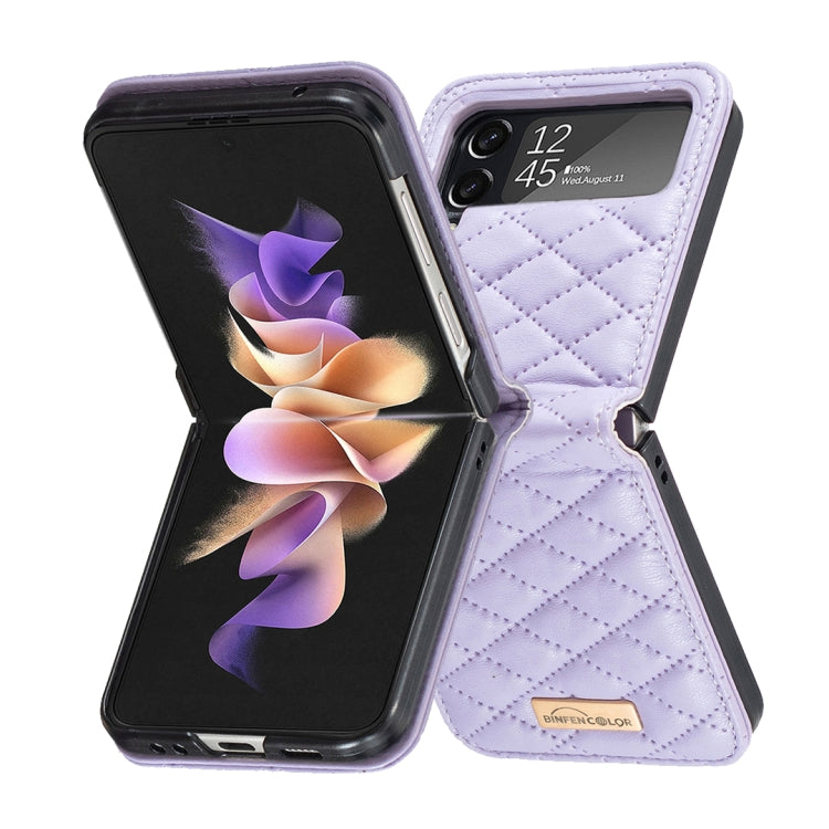 Elegante custodia per telefono in pelle con trama rombica, For Samsung Galaxy Z Flip4, For Samsung Galaxy Z Flip5