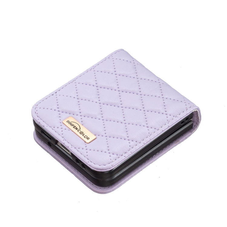 Elegante custodia per telefono in pelle con trama rombica, For Samsung Galaxy Z Flip4, For Samsung Galaxy Z Flip5