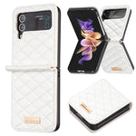 Elegante custodia per telefono in pelle con trama rombica, For Samsung Galaxy Z Flip4, For Samsung Galaxy Z Flip5