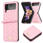 Elegante custodia per telefono in pelle con trama rombica, For Samsung Galaxy Z Flip4, For Samsung Galaxy Z Flip5