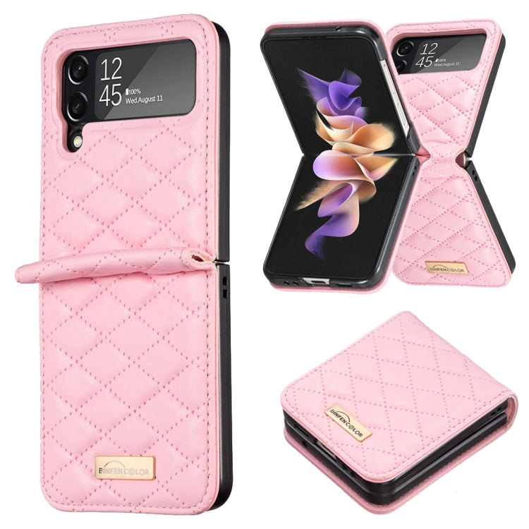 Elegante custodia per telefono in pelle con trama rombica, For Samsung Galaxy Z Flip4, For Samsung Galaxy Z Flip5