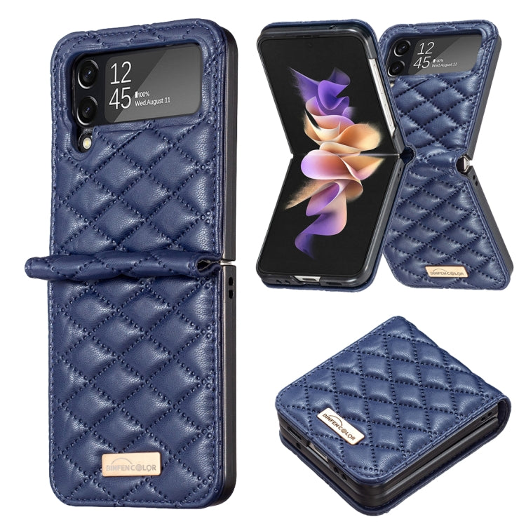 Elegante custodia per telefono in pelle con trama rombica, For Samsung Galaxy Z Flip4, For Samsung Galaxy Z Flip5