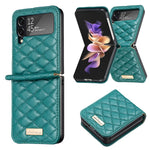 Elegante custodia per telefono in pelle con trama rombica, For Samsung Galaxy Z Flip4, For Samsung Galaxy Z Flip5