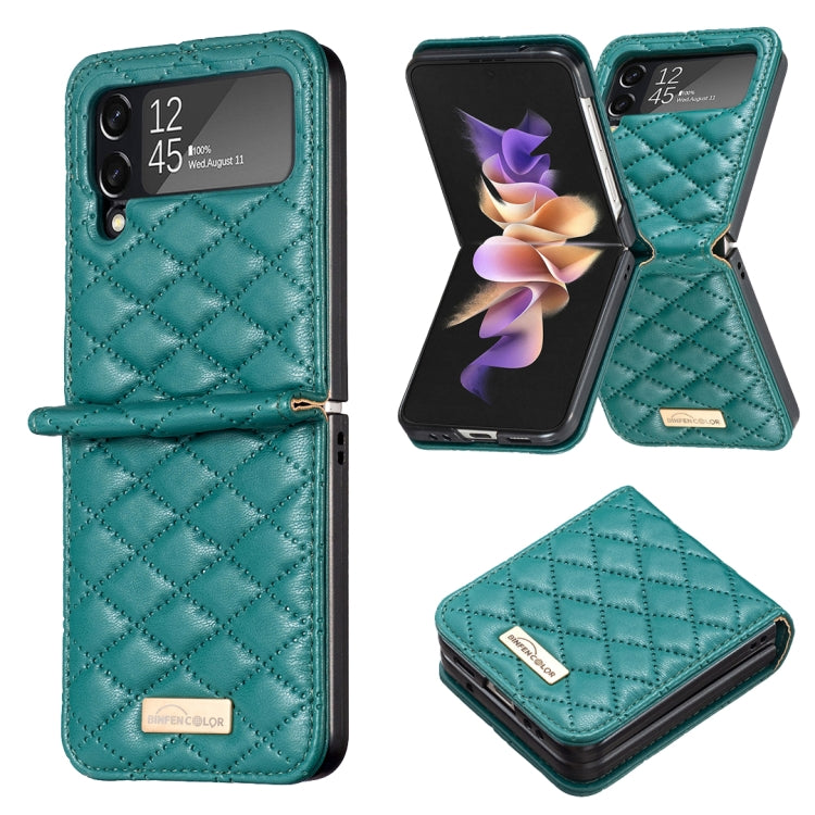 Elegante custodia per telefono in pelle con trama rombica, For Samsung Galaxy Z Flip4, For Samsung Galaxy Z Flip5