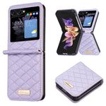 Elegante custodia per telefono in pelle con trama rombica, For Samsung Galaxy Z Flip4, For Samsung Galaxy Z Flip5