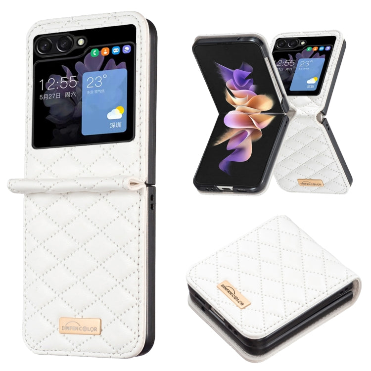 Elegante custodia per telefono in pelle con trama rombica, For Samsung Galaxy Z Flip4, For Samsung Galaxy Z Flip5