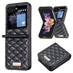 Elegante custodia per telefono in pelle con trama rombica, For Samsung Galaxy Z Flip4, For Samsung Galaxy Z Flip5