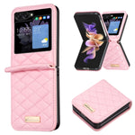 Elegante custodia per telefono in pelle con trama rombica, For Samsung Galaxy Z Flip4, For Samsung Galaxy Z Flip5
