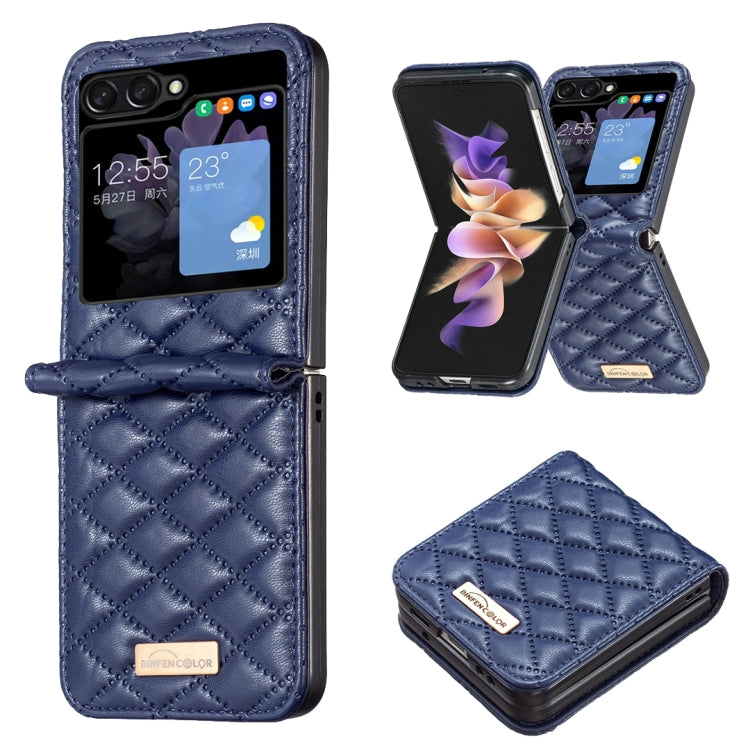 Elegante custodia per telefono in pelle con trama rombica, For Samsung Galaxy Z Flip4, For Samsung Galaxy Z Flip5