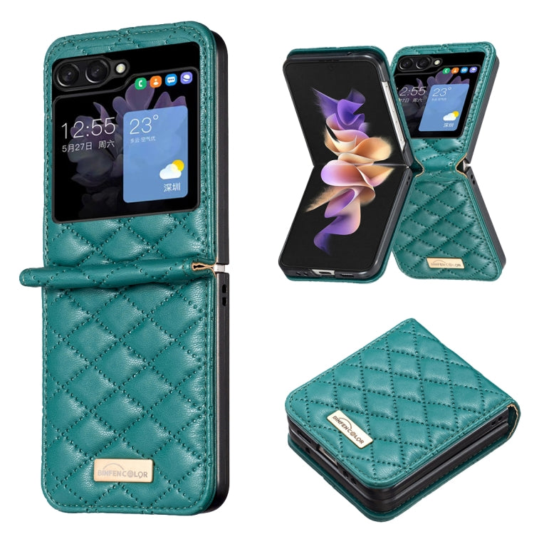 Elegante custodia per telefono in pelle con trama rombica, For Samsung Galaxy Z Flip4, For Samsung Galaxy Z Flip5