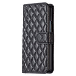 Custodia per telefono a conchiglia in pelle con portafoglio Diamond Lattice, For Samsung Galaxy Z Fold4