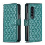 Custodia per telefono a conchiglia in pelle con portafoglio Diamond Lattice, For Samsung Galaxy Z Fold4