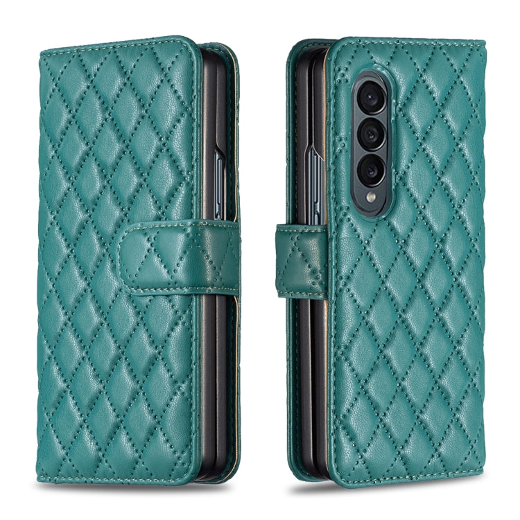 Custodia per telefono a conchiglia in pelle con portafoglio Diamond Lattice, For Samsung Galaxy Z Fold4