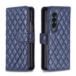 Custodia per telefono a conchiglia in pelle con portafoglio Diamond Lattice, For Samsung Galaxy Z Fold4