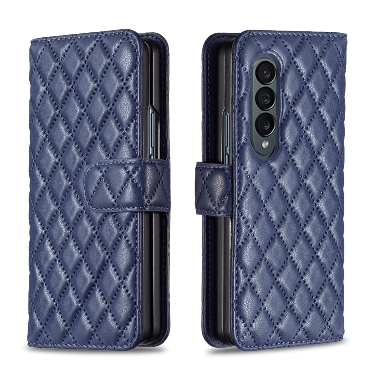 Custodia per telefono a conchiglia in pelle con portafoglio Diamond Lattice, For Samsung Galaxy Z Fold4