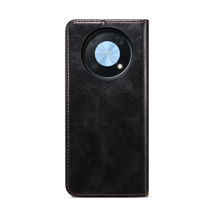 Custodia per telefono in pelle con trama di cavallo pazzo in cera d'olio, For Huawei nova Y90 4G/Enjoy 50 Pro