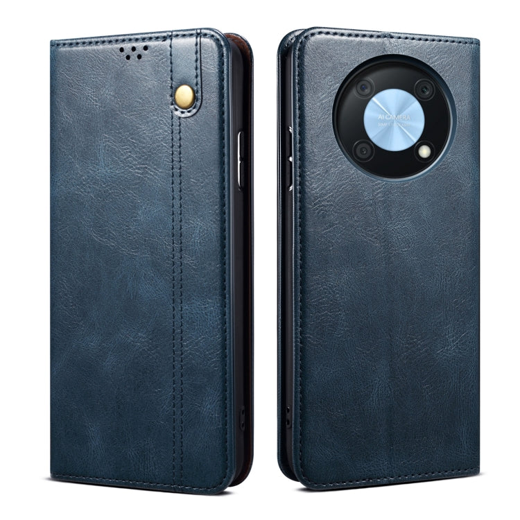 Custodia per telefono in pelle con trama di cavallo pazzo in cera d'olio, For Huawei nova Y90 4G/Enjoy 50 Pro