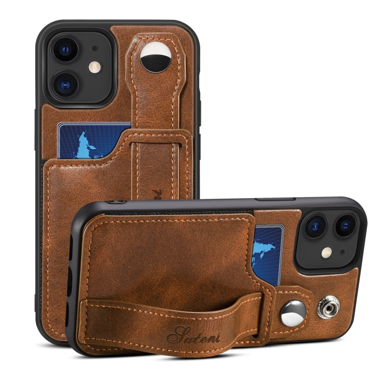 Custodia per telefono in PU con cinturino da polso Suteni 215, For iPhone 13, For iPhone 13 Pro, For iPhone 13 Pro Max, For iPhone 12