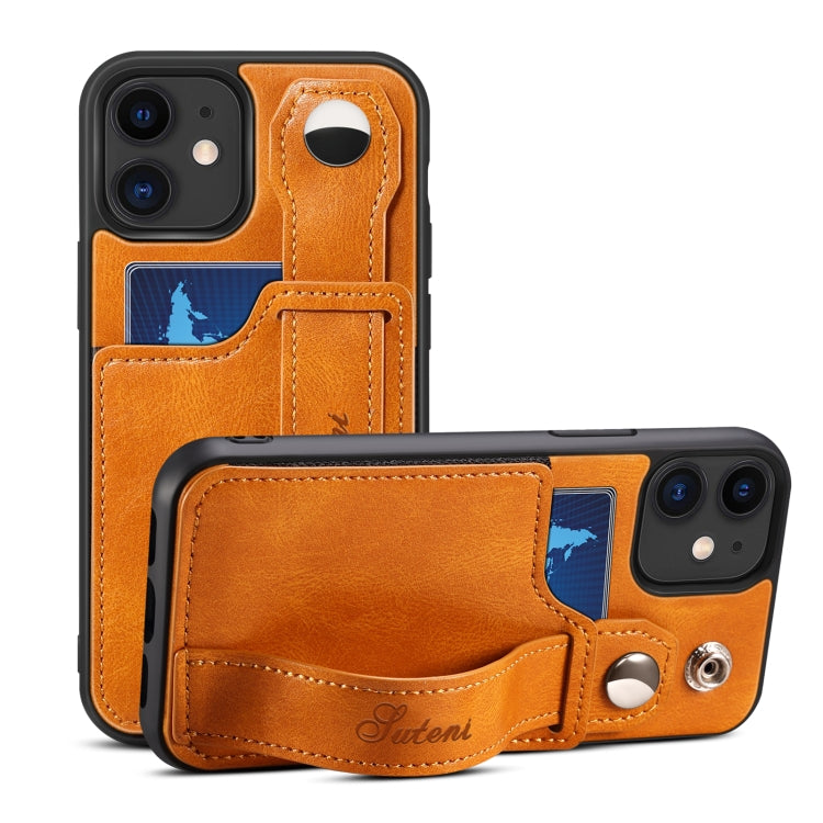Custodia per telefono in PU con cinturino da polso Suteni 215, For iPhone 13, For iPhone 13 Pro, For iPhone 13 Pro Max, For iPhone 12