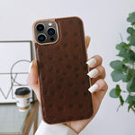 Custodia Nano in vera pelle con texture di struzzo, For iPhone 13 Pro, For iPhone 13 Pro Max, For iPhone 13, For iPhone 14 Plus, For iPhone 14 Pro Max, For iPhone 14 Pro