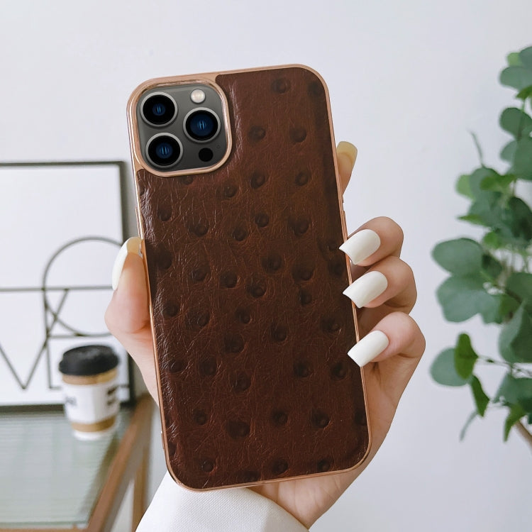 Custodia Nano in vera pelle con texture di struzzo, For iPhone 13 Pro, For iPhone 13 Pro Max, For iPhone 13, For iPhone 14 Plus, For iPhone 14 Pro Max, For iPhone 14 Pro