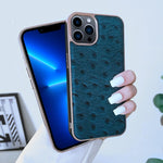 Custodia Nano in vera pelle con texture di struzzo, For iPhone 13 Pro, For iPhone 13 Pro Max, For iPhone 13, For iPhone 14 Plus, For iPhone 14 Pro Max, For iPhone 14 Pro