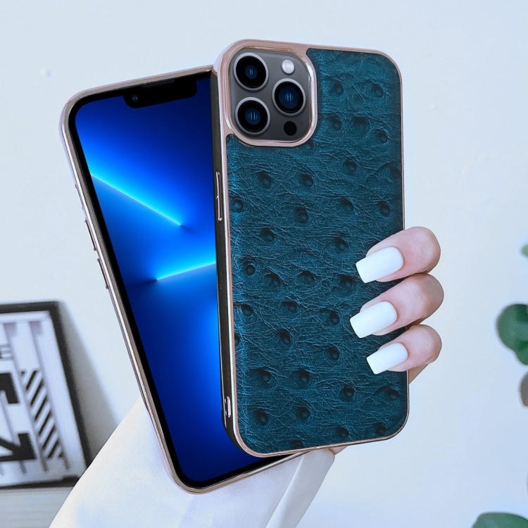 Custodia Nano in vera pelle con texture di struzzo, For iPhone 13 Pro, For iPhone 13 Pro Max, For iPhone 13, For iPhone 14 Plus, For iPhone 14 Pro Max, For iPhone 14 Pro