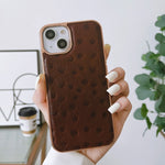 Custodia Nano in vera pelle con texture di struzzo, For iPhone 14