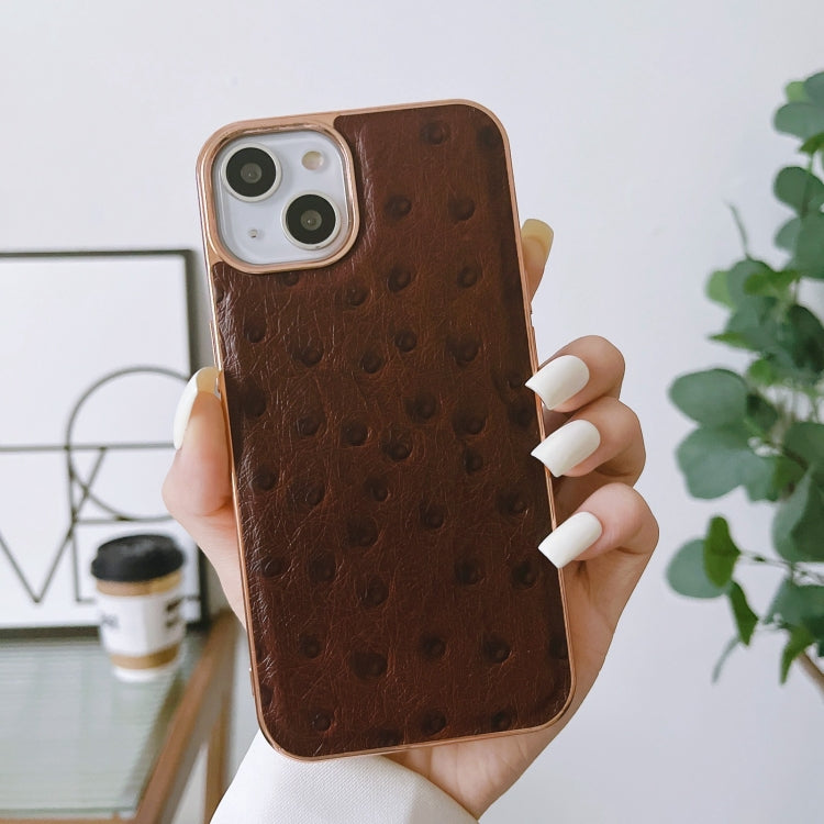 Custodia Nano in vera pelle con texture di struzzo, For iPhone 14