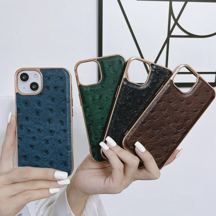 Custodia Nano in vera pelle con texture di struzzo, For iPhone 14