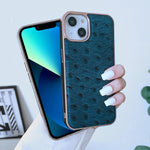 Custodia Nano in vera pelle con texture di struzzo, For iPhone 14