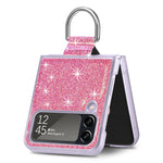 Custodia per PC in pelle glitterata con anello, For Samsung Galaxy Z Flip4