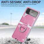 Custodia per PC in pelle glitterata con anello, For Samsung Galaxy Z Flip4