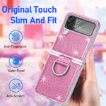 Custodia per PC in pelle glitterata con anello, For Samsung Galaxy Z Flip4
