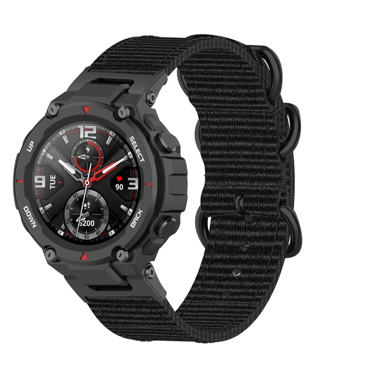 Cinturino per orologio in nylon con fibbia nera a tre anelli, For Amazfit T-Rex / T-Rex Pro / Ares