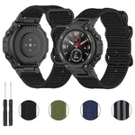 Cinturino per orologio in nylon con fibbia nera a tre anelli, For Amazfit T-Rex / T-Rex Pro / Ares
