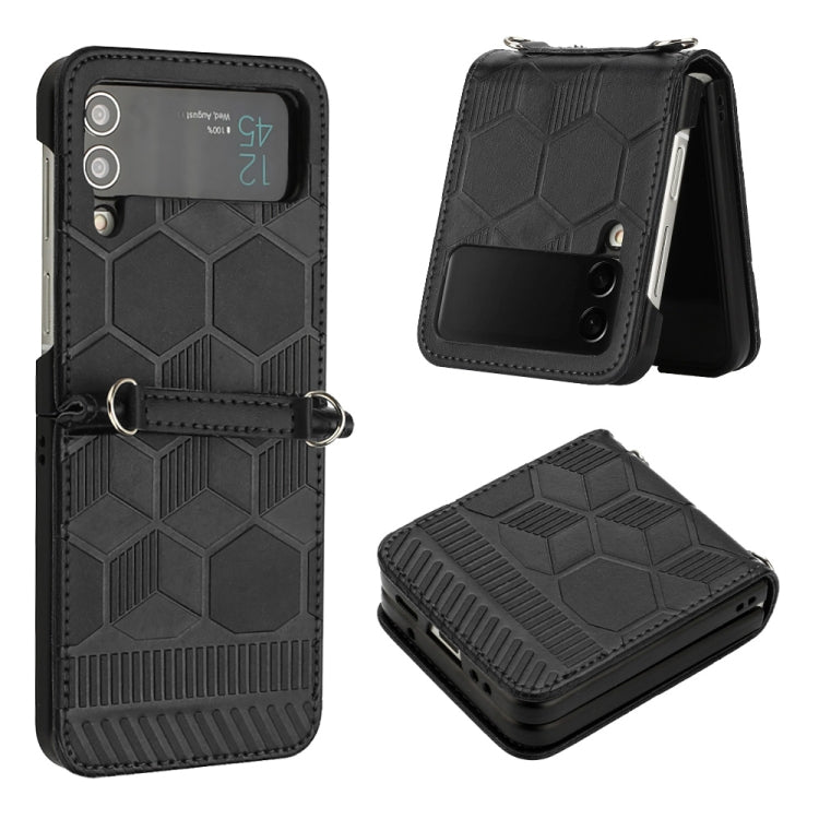 Custodia per telefono in pelle con trama di calcio, For Samsung Galaxy Z Flip3 5G, For Samsung Galaxy Z Flip4