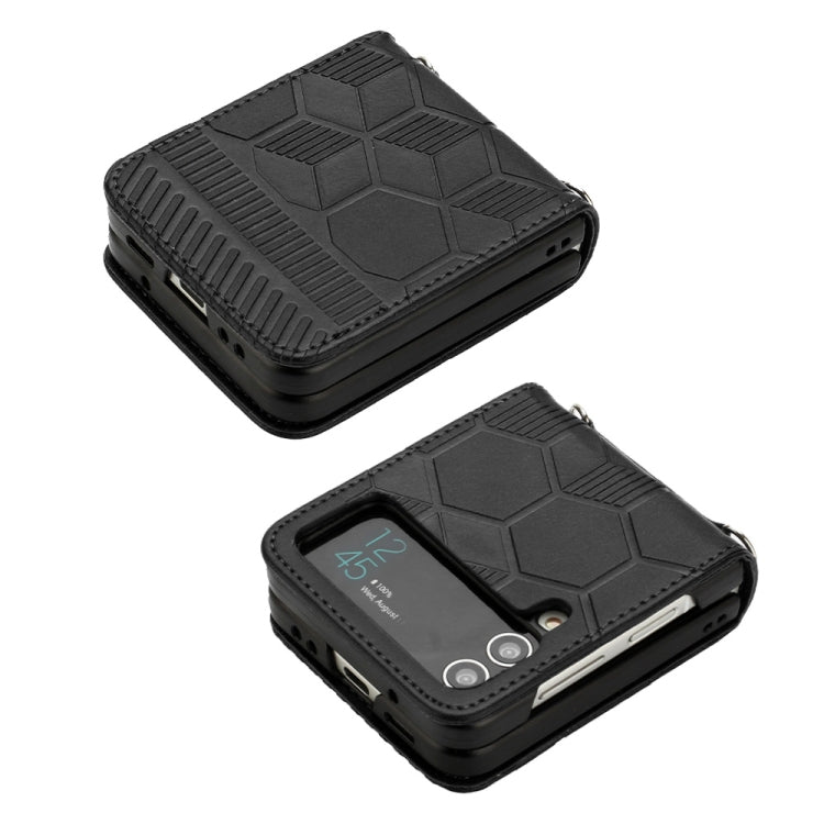 Custodia per telefono in pelle con trama di calcio, For Samsung Galaxy Z Flip3 5G, For Samsung Galaxy Z Flip4