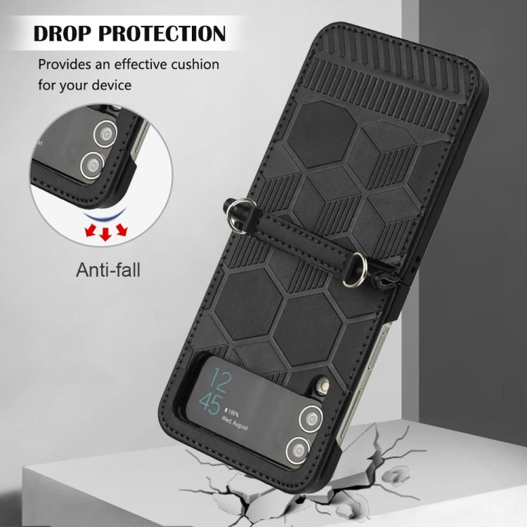 Custodia per telefono in pelle con trama di calcio, For Samsung Galaxy Z Flip3 5G, For Samsung Galaxy Z Flip4