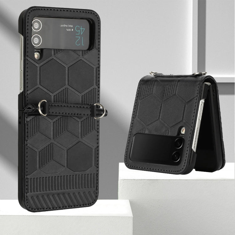 Custodia per telefono in pelle con trama di calcio, For Samsung Galaxy Z Flip3 5G, For Samsung Galaxy Z Flip4