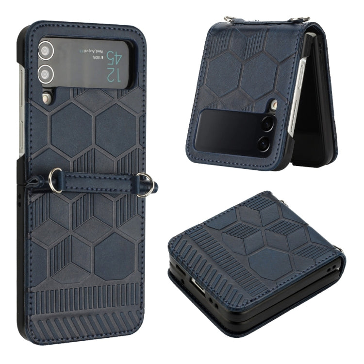 Custodia per telefono in pelle con trama di calcio, For Samsung Galaxy Z Flip3 5G, For Samsung Galaxy Z Flip4