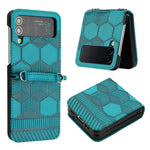 Custodia per telefono in pelle con trama di calcio, For Samsung Galaxy Z Flip3 5G, For Samsung Galaxy Z Flip4