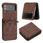 Custodia per telefono in pelle con trama di calcio, For Samsung Galaxy Z Flip3 5G, For Samsung Galaxy Z Flip4